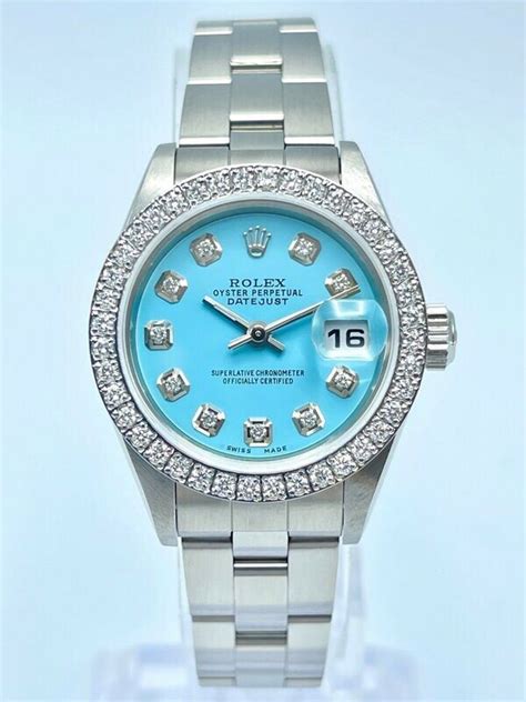 rolex ladies blue face|rolex op tiffany blue.